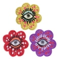 thumbnail image 1 of WHAMVOX 3Ud Parche Bordado Ojo Maléfico Con Flores Para Ropa Y Accesorios Fácil De Coser, 1 of 7