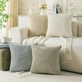 thumbnail image 1 of HAPPINESS Housses de Coussin en Velours Côtelé 26"x26 Pouces Ensemble de 4, 1 of 7