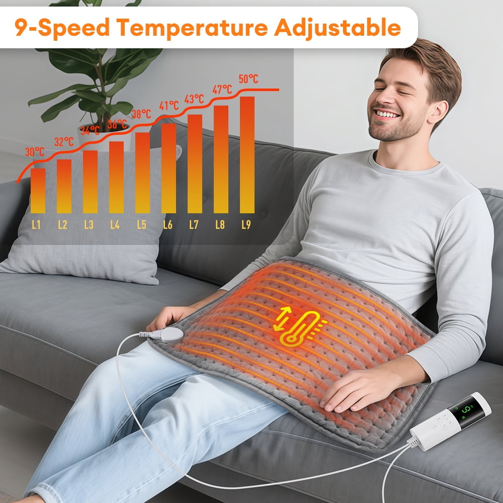 Large Electric Heating Pad for Back, Fathers Mothers Day Gifts for Women, Men, Soft Machine Wash Fabric, Auto-Off & Moist Heat, Fast Heating