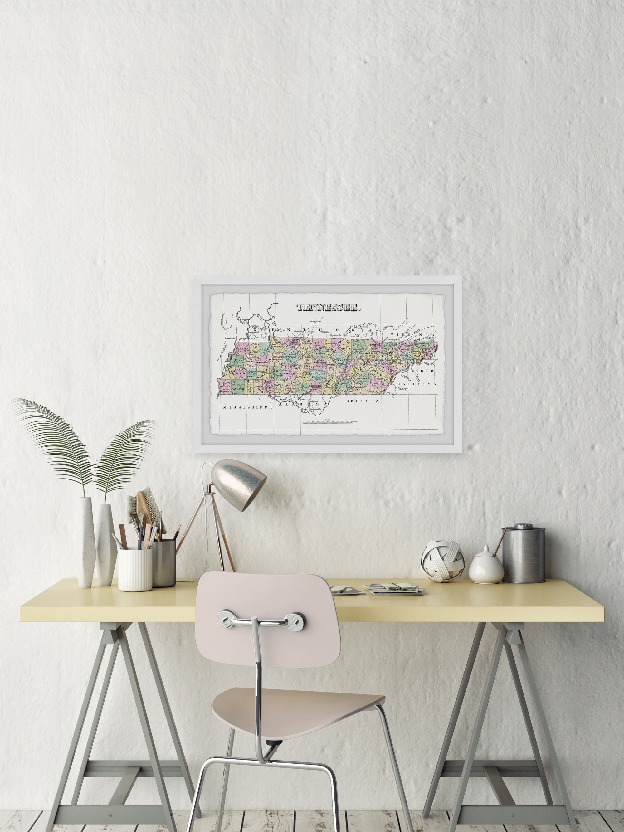 Marmont Hill Colored Tennessee Framed Wall Art, 12" x 18"