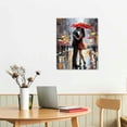 thumbnail image 3 of Chilfamy Romantic Paris Canvas Wall Art Couples Hug Under Umbrellas Pictures Print Eiffel Tower City Landscape Painting Modern Artwork for Living Room Bedroom Bathroom Home Decor 16x20 in/12x16 in, 3 of 5