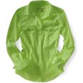 thumbnail image 1 of Aeropostale Camisa de manga larga con botones para mujer, amarillo, extragrande, 1 of 1