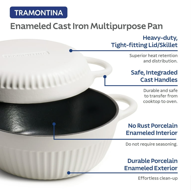 Tramontina 4 QT Enameled Cast Iron Dutch Oven for Bread Baking
