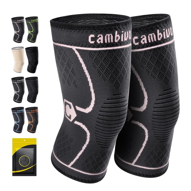 CAMBIVO - Rodilleras de compresión para hombre y mujer (2 unidades), color rosa, talla extragrande. Soporte para correr, entrenar, gimnasio, senderismo y deportes.