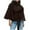 Coffee, variant on Women Wool Blend Short Jacket Casual Loose Stand Collar Long Sleeve Button Coat Trendy Lightweight Winter Warm Outwear With Belt