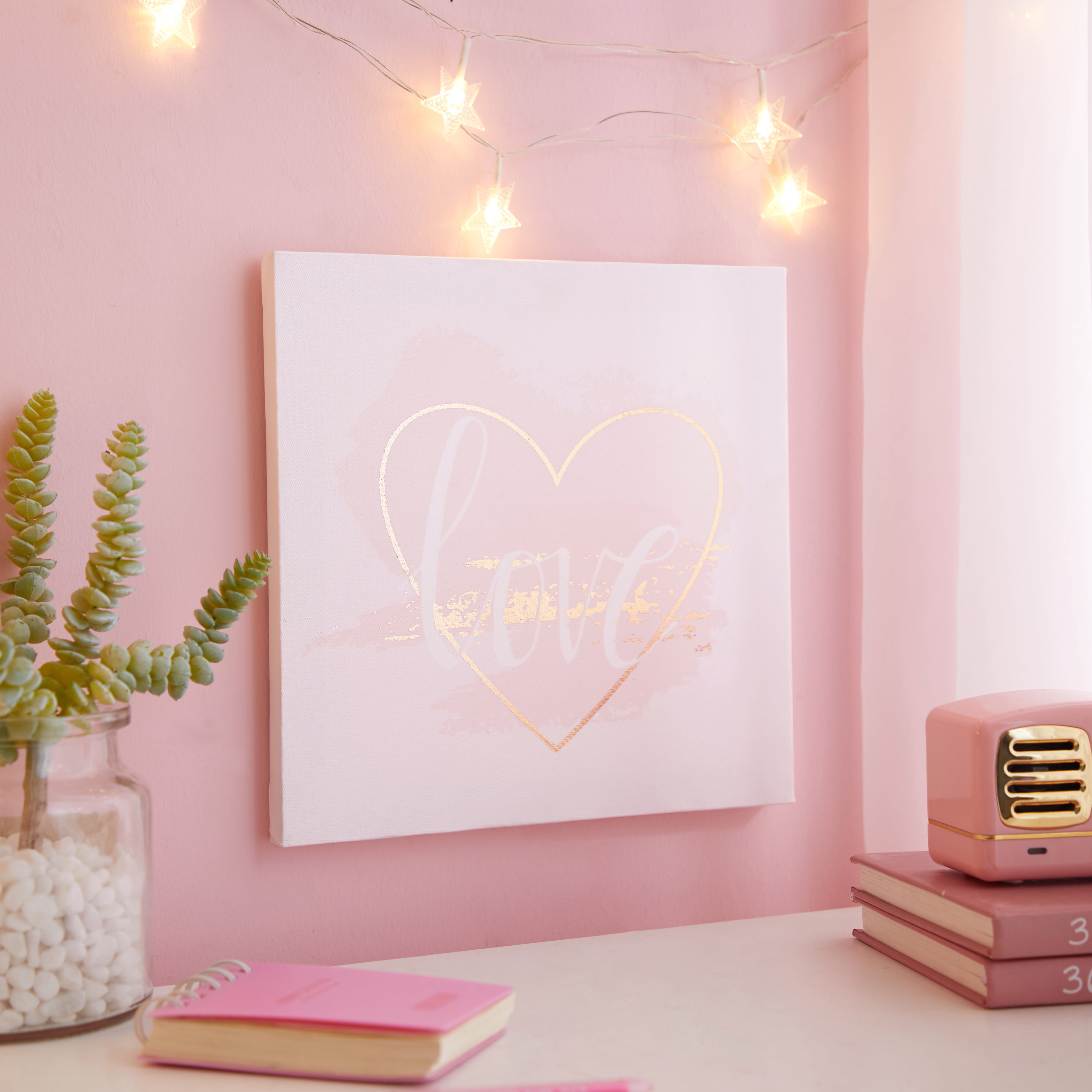 American Kids Sparkle Love Pink Canvas Wall Art for Nursery Room Décor