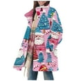 thumbnail image 2 of Womens Coats Christmas Printed Turdown Collar Button Casual Winter Loose Long Sleeved Jacket,Coats for Women Multicolor S, 2 of 6