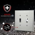 thumbnail image 2 of ENERLITES Antimicrobial Metal Toggle Switch Cover, Stainless Steel Wall Plate, Antibacterial Light Switch Cover, Corrosion Resistant, Mid-Size 2-Gang, 7712MA-5PCS, Silver, 5 Pack, 2 of 5