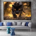 thumbnail image 3 of Mudket Panther Gold Canvas Wall Art, Framed Dark Jungle Animal Wall Decor for Men Living Room, Trendy Leopard Print Room Decor, Ready to Hang - 12"L x 8"W, 3 of 10