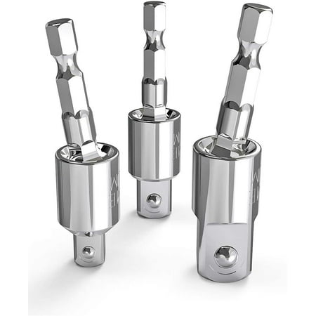 

Tool Gift for Man 3-Piece Power Drill Sockets Adapter Sets 360°Rotatable Hex Shank Impact Driver Socket Adapter Socket to Drill Adapter 1/4 3/8 1/2 Impact Driver Adapter