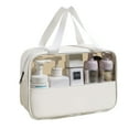 thumbnail image 1 of Bolsa de cosméticos transparente con costura grande, bolsa de cosméticos de baño de PVC, PU, impermeable, gran capacidad, blanca, 1 of 5