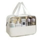 thumbnail image 1 of Bolsa de cosméticos transparente con costura grande, bolsa de cosméticos de baño de PVC, PU, impermeable, gran capacidad, blanca, 1 of 5