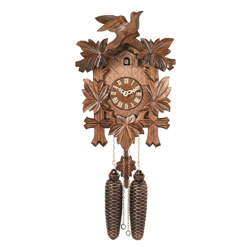 13" Five Leaf Musical Cuckoo Clock with Pine Cone Chimes