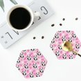 thumbnail image 5 of Honeii Funny Panda Draws A Heart Print Leather Coaster Set of 6, Ideal for Safeguarding Your Furniture from Drinks Spills and Effortless Cleanup,Hexagon, 5 of 7