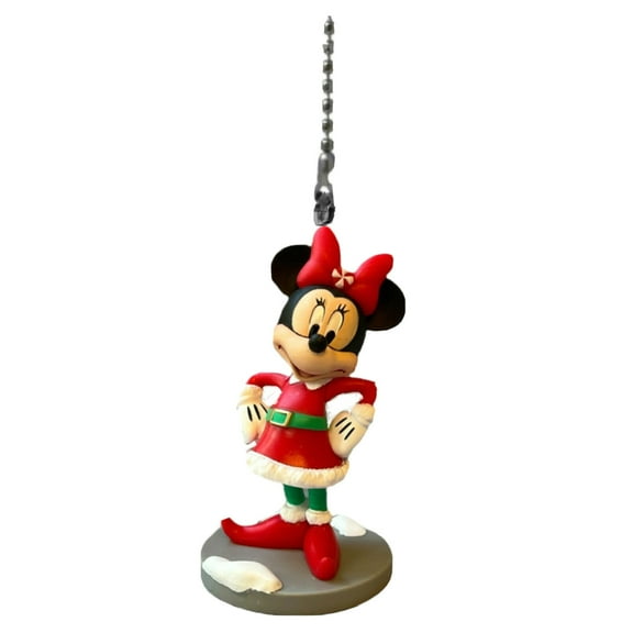 Minnie Santa Candy Cane PVC Fan Lamp Light Pull Holiday Attire Figure Figurine