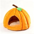 thumbnail image 2 of Pumpkin Shape Pet Cave Bed Soft Enclosed Warm Sleeping House for Cats Small Dogs, Removable Cushion Indoor Pet Shelter with Cozy Padding, 2 of 6