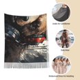 thumbnail image 6 of Cauagu Urban Bear With Headphones Print Women Wrap Shawl tassels Scarves Retro Scarf 77.6"X28.3", 6 of 8
