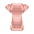 thumbnail image 3 of fatyb Women's Striped Slim T Shirts Ruffle Short Sleeve Basic Tees Tops Casual Summer Tops for Women, 3 of 7