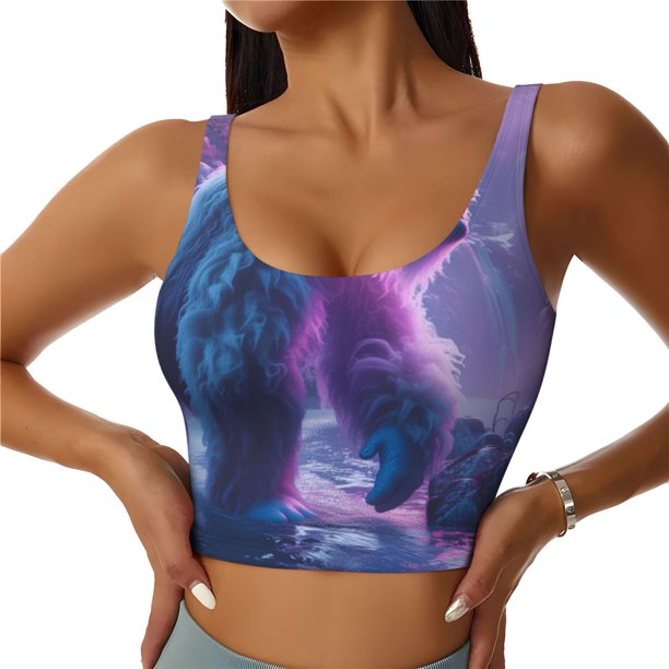 Balery Mystical White gorilla Jungle Sujetadores deportivos con espalda cruzada para mujer, acolchados, sin costuras, de alto impacto, ideales para yoga, gimnasio, entrenamiento y fitness.-Large