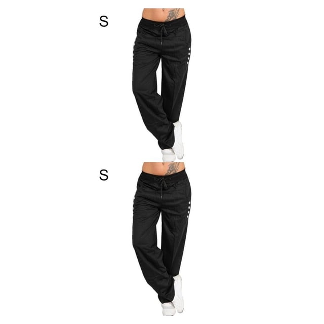 Sonducket Mujeres Color puro Pantalones deportivos sueltos Yoga Joggerpants Pantalones casuales negro S 2piezas
