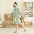thumbnail image 2 of FORMRS Niños Bathrobe Unisex Hooded Robe Soft Plush Pajamas Sleepwear, Size 2-3T, Green Floral Guitar Pattern, 2 of 7