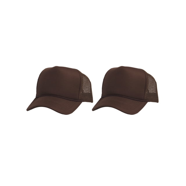 Top Headwear Men's Blank Rope Trucker Foam Mesh Plain Brown