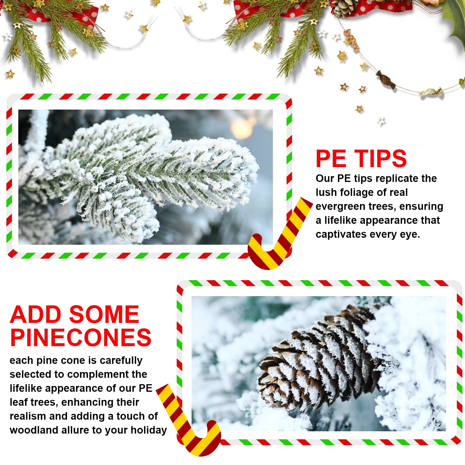 Flocked Prelit Tabletop Christmas Tree 4ft 1386 Tips 350 LED Lights Pine Cones Pot Base