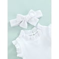 thumbnail image 6 of aturustex 3 Pcs Baby Casual Set Solid Color Sleeveless Romper + Elastic Waist Shorts + Bow Headband Summer, 6 of 9