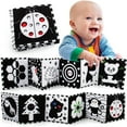 thumbnail image 1 of Jouets Sensoriels pour Bébé à Fort Contraste Noir et Blanc Livre Souple pour Bébé pour l'Éveil Précoce Jouets pour le Temps sur le Ventre du Nourrisson Tridimensionnel Peut Être Mordu et Déchiré Papier Non Pourri 0-3 Ans Nouveau-Né à, 1 of 8