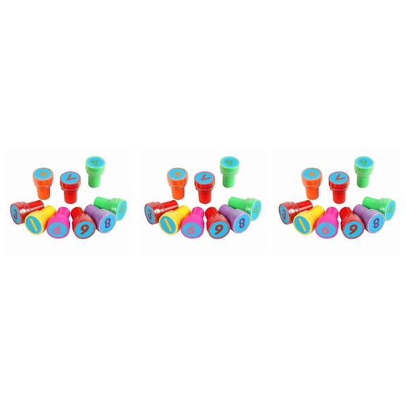 3 Pieces Number Ink Stamp Punching Tool Colorful Stamps for Kids and Symbol