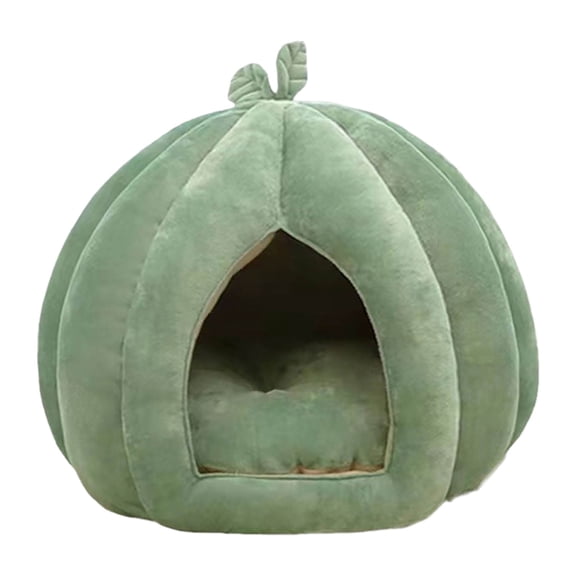 Warm Pumpkin Shaped Pet Bed Soft Enclosed Cat Sleeping Pod with Removable Washable for Indoor Comfort
