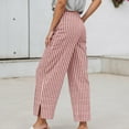thumbnail image 2 of Rhuody Comfy Pants Women Stylish Striped Loose Fit High Waist Nine Inch Straight Leg Trousers Soft Clothing Wine Xl, 2 of 4