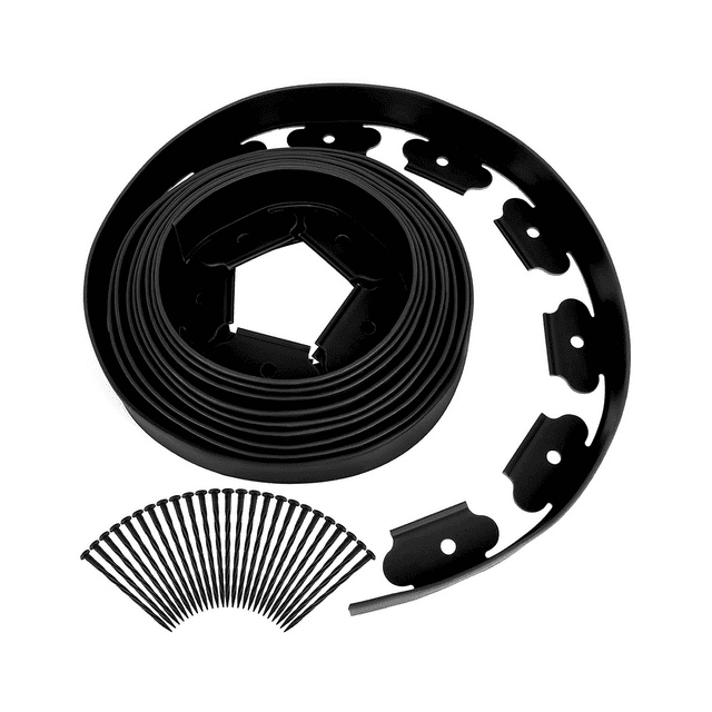 Landscape Edging,16.4FT Garden Edging with 15 Edging Stakes, Rubber Landscaping Edging for Yard Edging Borders Black