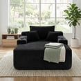 thumbnail image 3 of Muumblus Oversized Chaise Lounge Indoor, Upholstered Lounge Chair with Cup Holders, No Assembly Cloud Sleeper Sofa Bed, Black Corduroy, 3 of 13