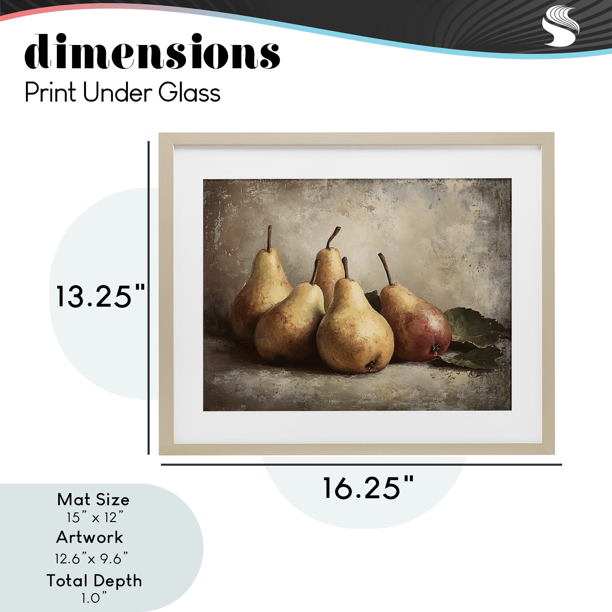 Stupell Industries Neutral Pear Still Life Birch Framed Print Under Glass, design by Franklyn Gregory