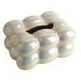 thumbnail image 1 of Soporte para pañuelos de cerámica, cubierta para caja de pañuelos, 19,5x15x10cm, organizador de papel higiénico creativo de escritorio, dispensador de , blanco nacarado Soledad sostenedor del tejido, 1 of 9