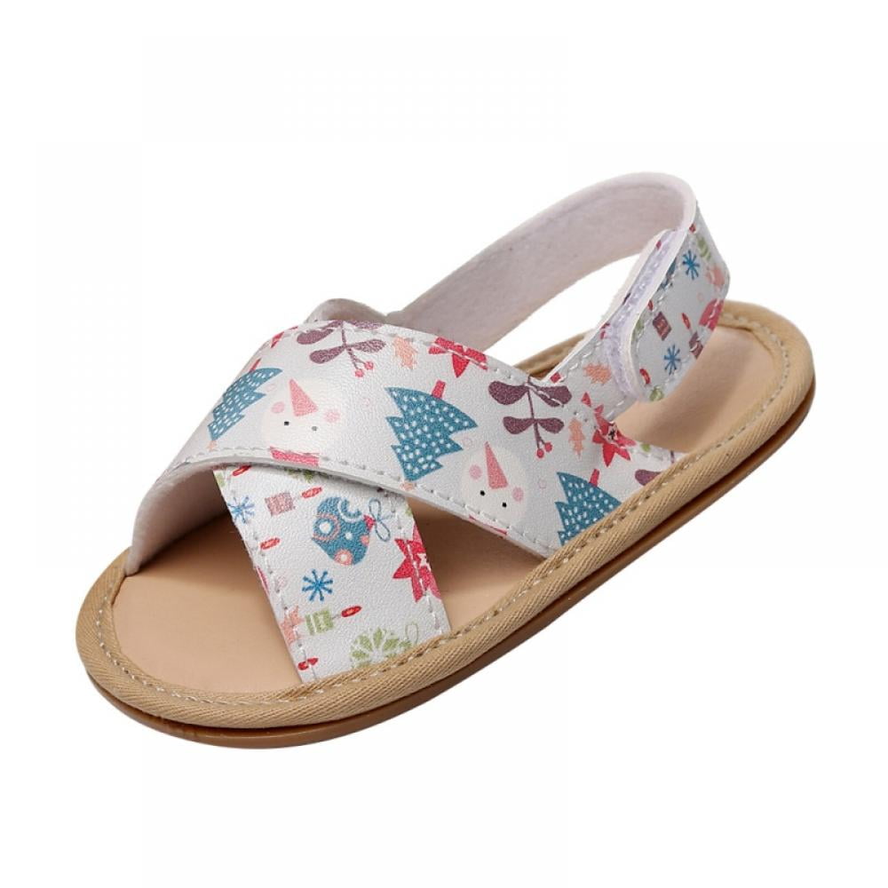 Baby Girl Boy Cross Strap Sandals Toddler Rubber Sole Anitslip Walkers