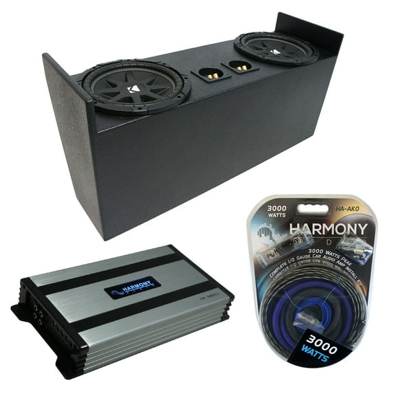 87-06 Jeep Wrangler YJ TJ Kicker Comp C10 Dual 10" Rhino Sub Box & HA-A800.1