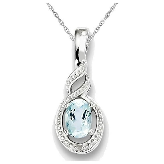 Sterling Silver Genuine Aquamarine Infinity Pendant Necklace with Chain 1/2 Carat  (Ctw) for Women