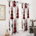 thumbnail image 3 of Red Black Plaid Christmas Trees Pattern Blackout Curtains Window Drapes Room Darkening Thermal Insulated Grommets Blackout Curtains, for Living, Dining, Bedroom,2 Panels, 3 of 6