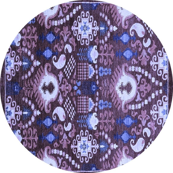 Ahgly Company Indoor Round Oriental Blue Industrial Area Rugs, 4' Round