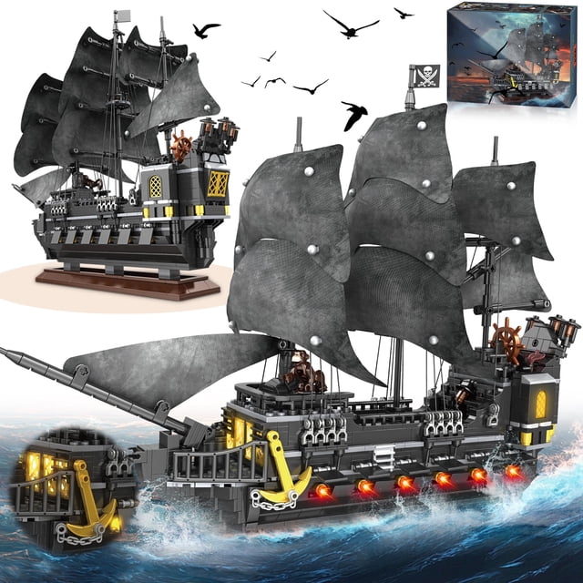 Sspatios Kits De Modelos De Bloques De Construcción De Barcos Piratas Advanced Moc Black Pearl Ship Building Set Toy Christmas Birthday Building Set Regalos para Adultos Y Niños De 12 Años 1366 Piezas