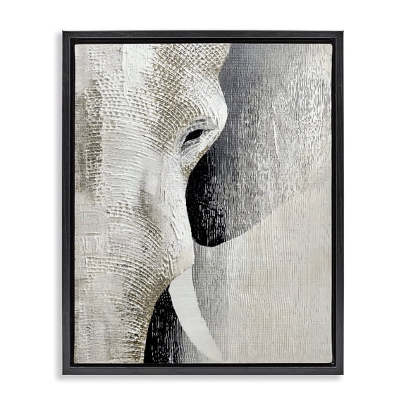 Stupell Industries Industrial Faux Textured Elephant Black Floating Frame Canvas Art, 17 x 21, by LSR Design Studio