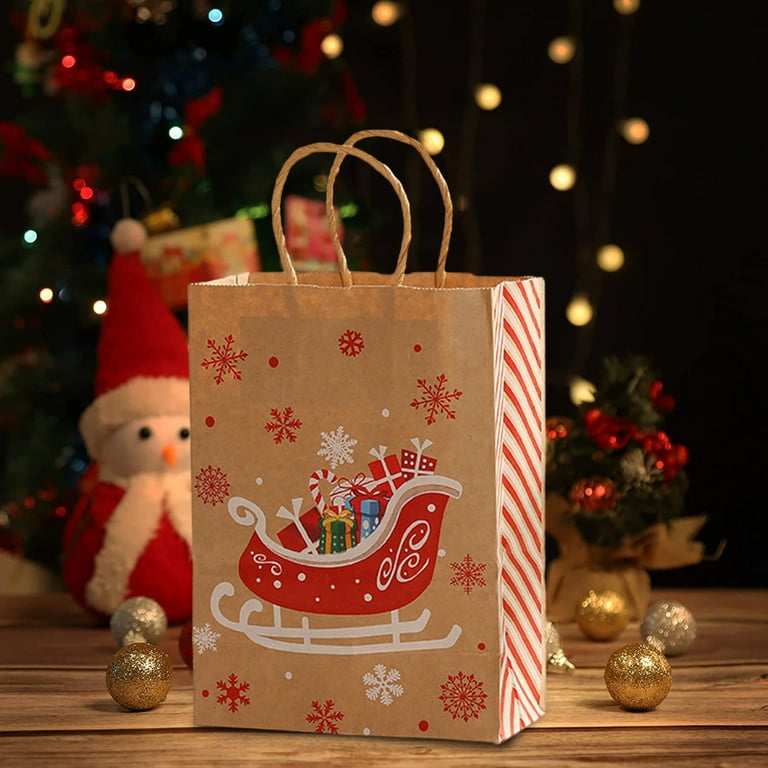 UDIYO 12Pcs Christmas Gift Bags Assorted Styles Bags Xmas Small