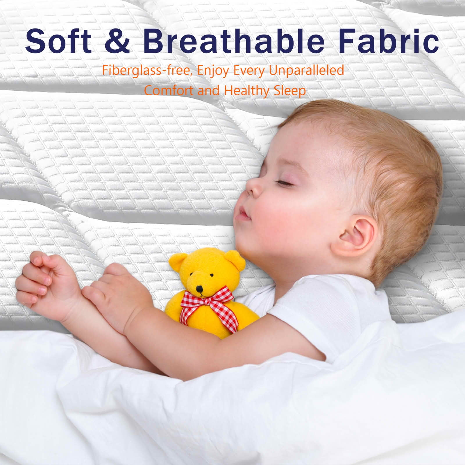 MAYEERTY 6 Inch Twin Hybrid Innerspring Mattress in a Box, Foam & Spring Medium Soft Motion Isolation Pressure Relief, White+Blue
