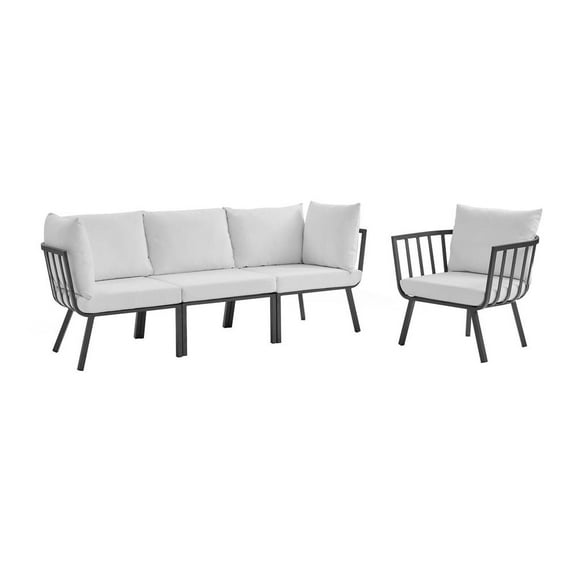 Modway Riverside 4 Piece Outdoor Patio Aluminum Set in Gray White