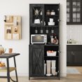 thumbnail image 4 of DEXTRUS Freestanding Farmhouse Bar Cabinet with 4 Door for Liquor and Glasses, Charcoal Grey, 4 of 9
