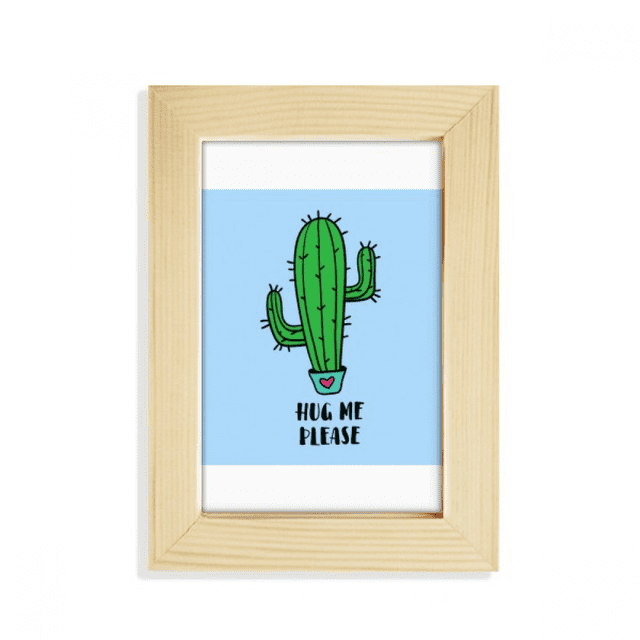 Hug Me Please Cactus Art Deco Fashion Desktop Display Photo Frame Picture Art Painting 5x7 inch
