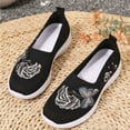 thumbnail image 5 of Domzle Womens Orthopedic Shoes Wide Width Butterfly Embroidered Slip On Knitting Flat Loafers Walking Shoes Soft Breathable Lightweight Mesh Sneakers with Arch Support Black 38, 5 of 6