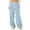 Light Blue, variant on Women's Fleece Wide Leg Elastic Waist Drawstring Loose Christmas Print Pajama Sleep Pants, Black, L